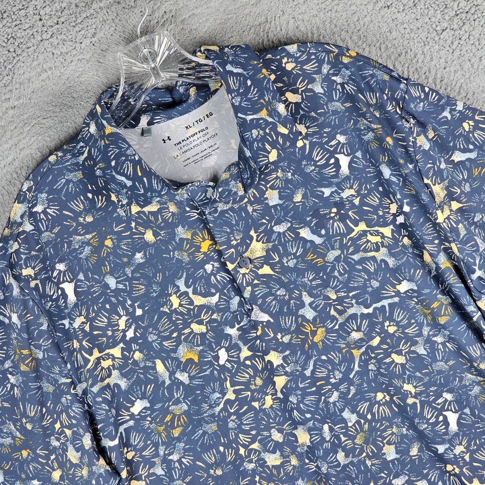 Under Armour Playoff Polo Shirt Mens XL Printed Golf Performance Popover 1378677
